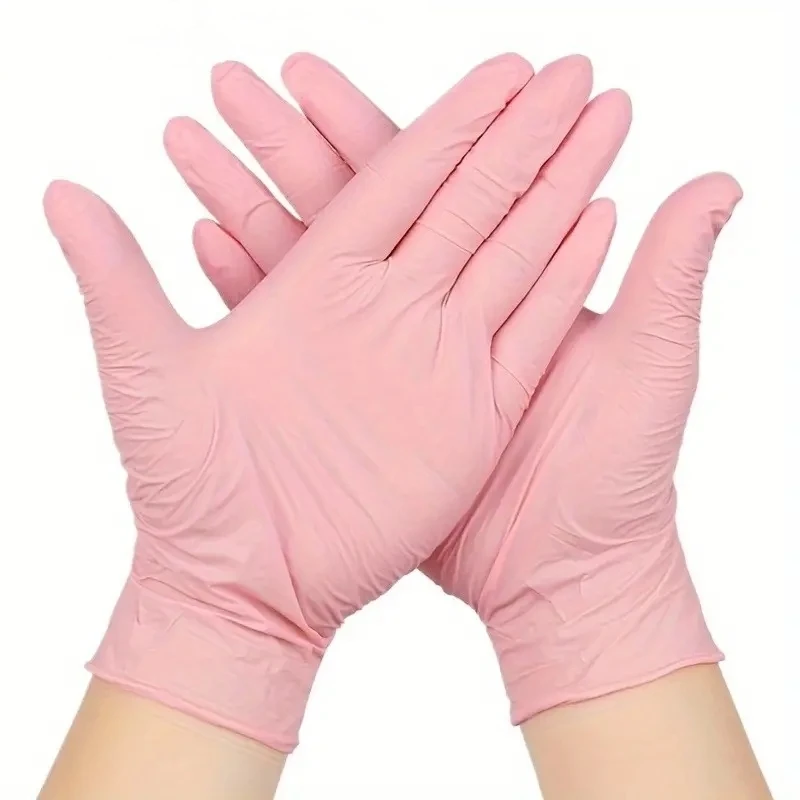 20/100PCS Pink Nitrile Gloves Disposable Industrial Working Protective Gloves for Kitchen Cooking Cleaning Gloves Latex Free