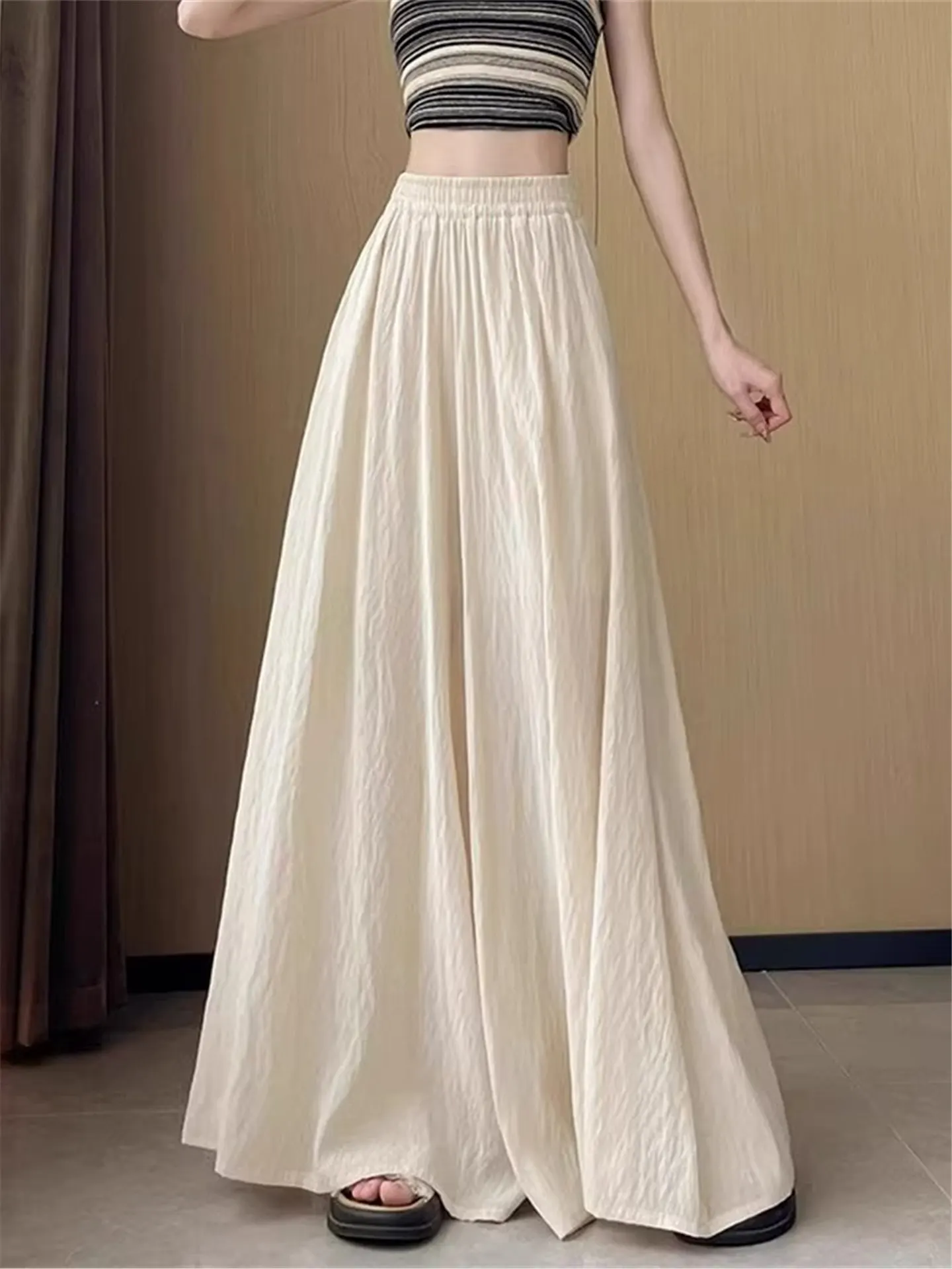 

Summer Women's Loose Wide Leg Pants Skirt Ice Silk Linen Cotton Linen Mountain Brand High Waist Casual Style Outdoor Quick Dr...