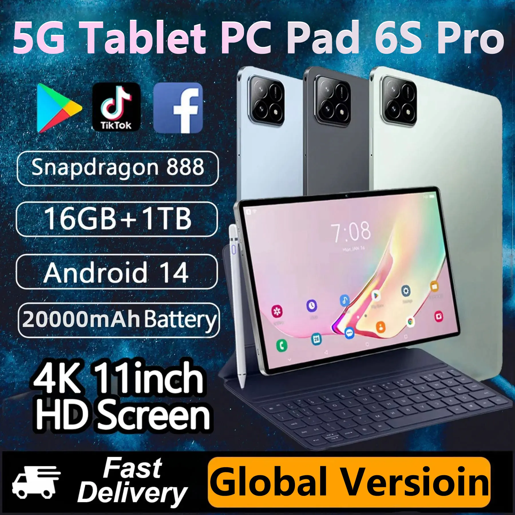 2024 Global Version Original Xioami Pad 6S Pro Tablet 11inch HD 4K Android 14 16GB+1T 20000mAh 5G Dual SIM WiFi GPS Tablet PC