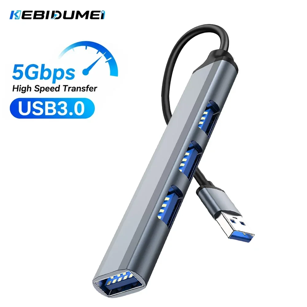 KEBIDUMEI 4 in 1 USB Hub USB 3.0 5Gbps Splitter OTG Adapter for Desktop PC Laptop Macbook Mouse Keyboard U Disk Docking Station