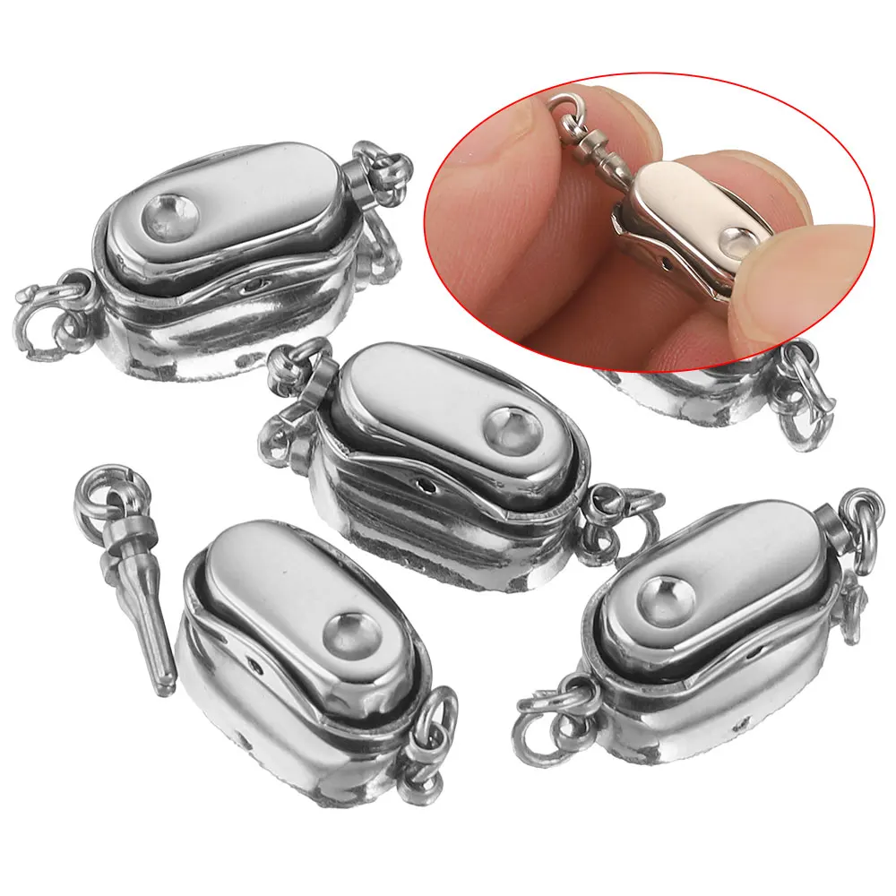 Nuovi 2set di connettori con chiusura a pressione Chic in acciaio inossidabile parti per elementi di fissaggio collana con bracciale chiusure grosse