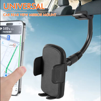 Universal Car Rearview Mirror Cell Phone Holder 360 Degree Rotation GPS Navigation Auto Cell Phone Mount