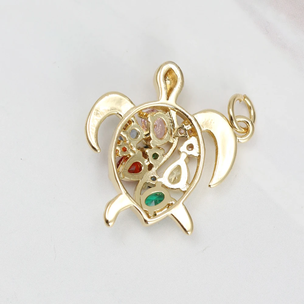 Copper turtle charms colorful Diamond Gold Color seahorse Pendant For DIY Necklace Jewelry Bracelet Making Wholesale