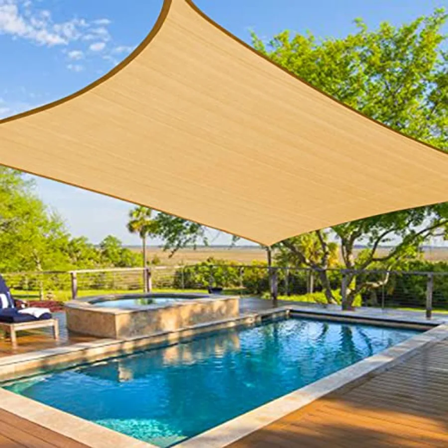 

20' X 30' Sand Rectangle Sun Shade Sail 185GSM Shade Sail Canopy 95 UV Block Sun Shade for Outdoor Patio Garden Backyard We Mak