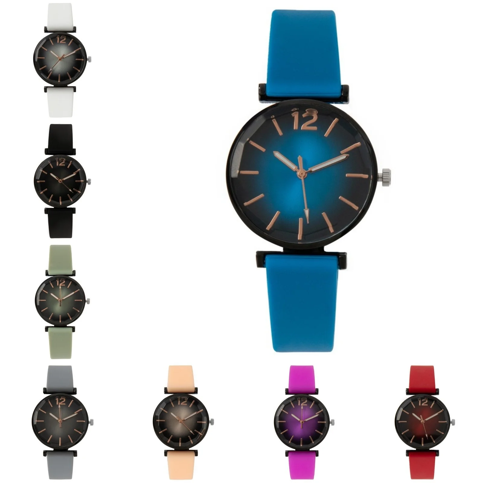 Orologio da donna alla moda Orologio sportivo semplice al quarzo con quadrante nero Orologio da polso da donna con cinturino in silicone verde vendita calda casual