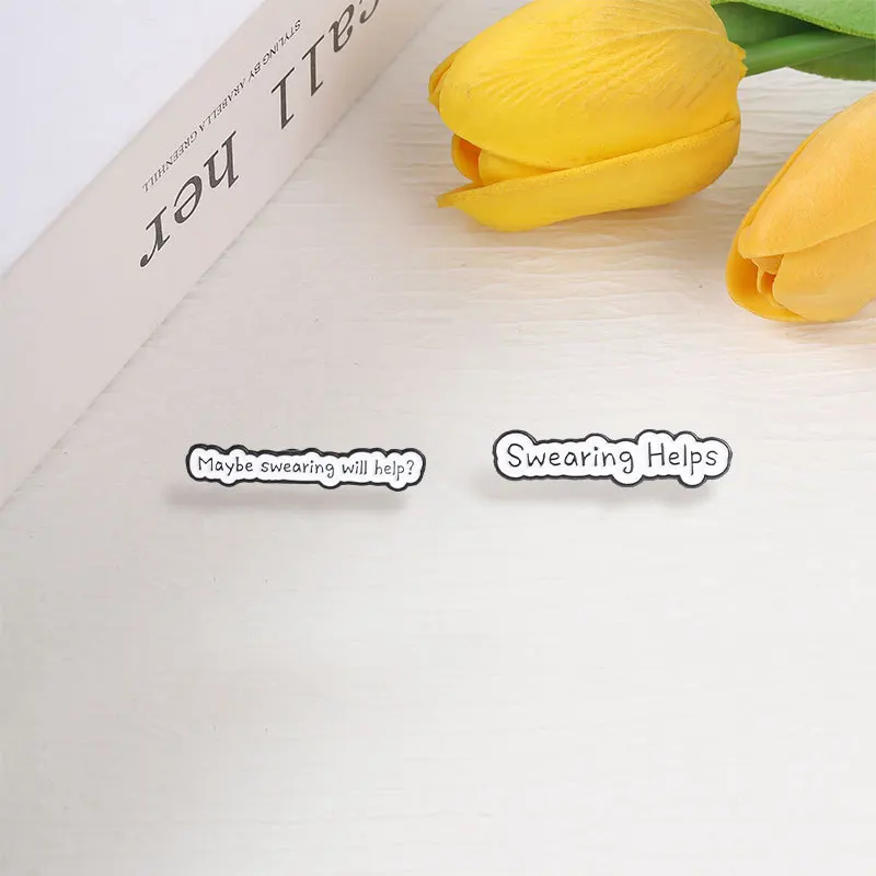 Funny Worker Stress Relief English Slogan Brooch Cartoon Cloud Frame Pins Unisex Casual Badges DIY Clothing Bags Hat Accessory