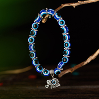 Classic Turkish Lucky Evil Eye Bracelets for Men Women Blue Evil Eye Palm Butterfly Pendant Beads Bangles Handmade Charm Jewelry
