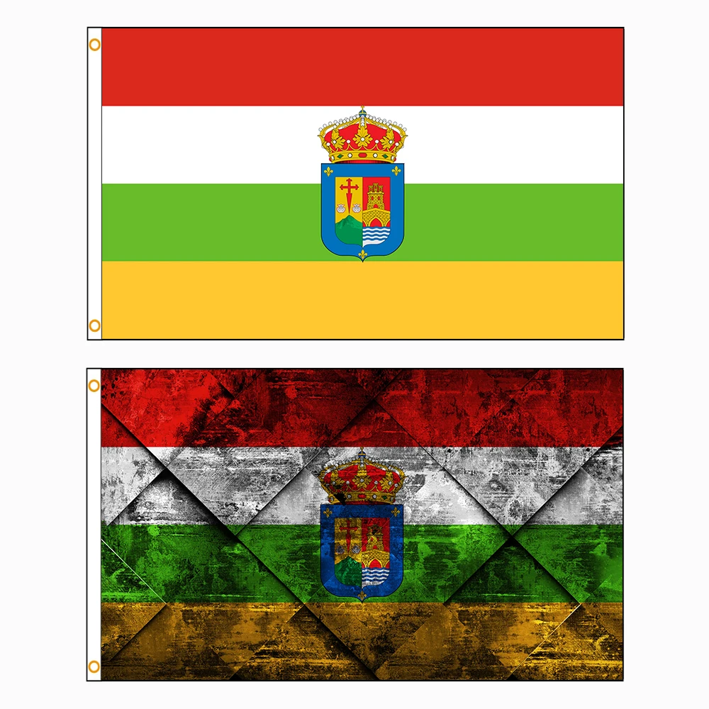 90x150cm Retro La Rioja (with Coat of Arms) Flag Autonomous Regions of Spain Banner Decoration FLAGLAND