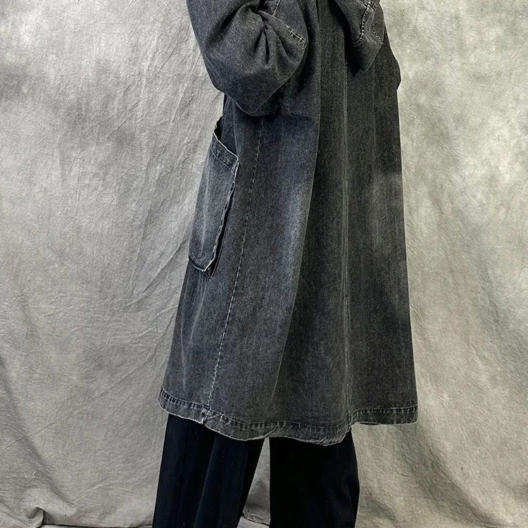 

Trench Coat Buttoned To The Top Woman Clothing Pockets Spliced Patchwork Special Attractive Basics Ladies Charming Designed