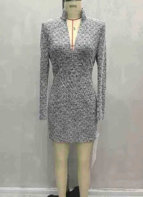 Women's Dress 2026 Spring Tight Fitting New Elegant and Sexy Deep V-Neck Socialite Style Long Sleeved Dress Suitable for Parties