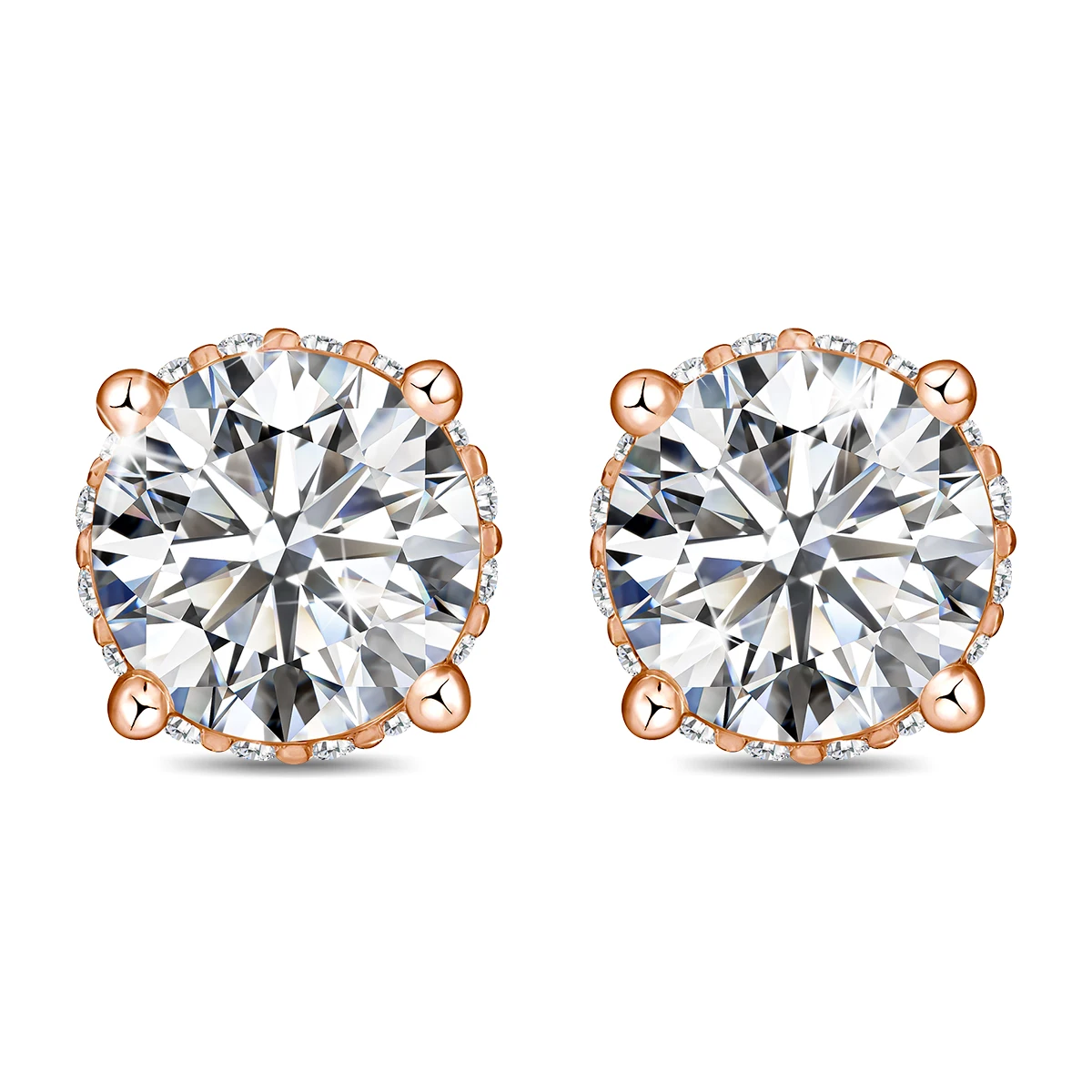 100% Diamanttester-geprüfte Runde Moissanit-Ohrstecker für Damen, 925 Sterling Silber Ohrstecker, Hochzeitsschmuck – Detail 10