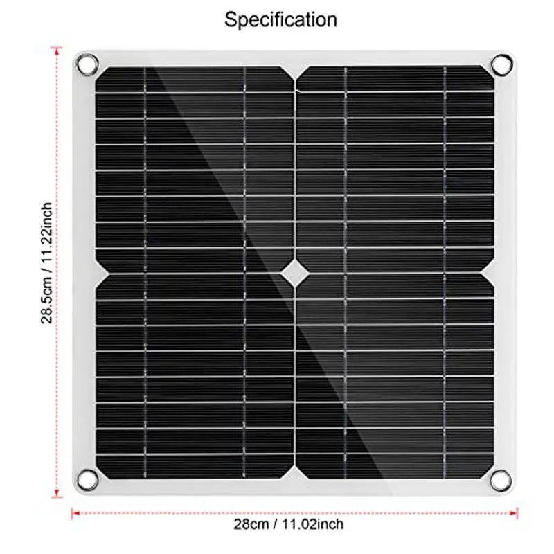 500W Solar Fan Charging Pet Portable Poultry Fan Greenhouse Solar Plate Exhaust Fan Office Outdoor Home Dog Chicken House 5V 16V