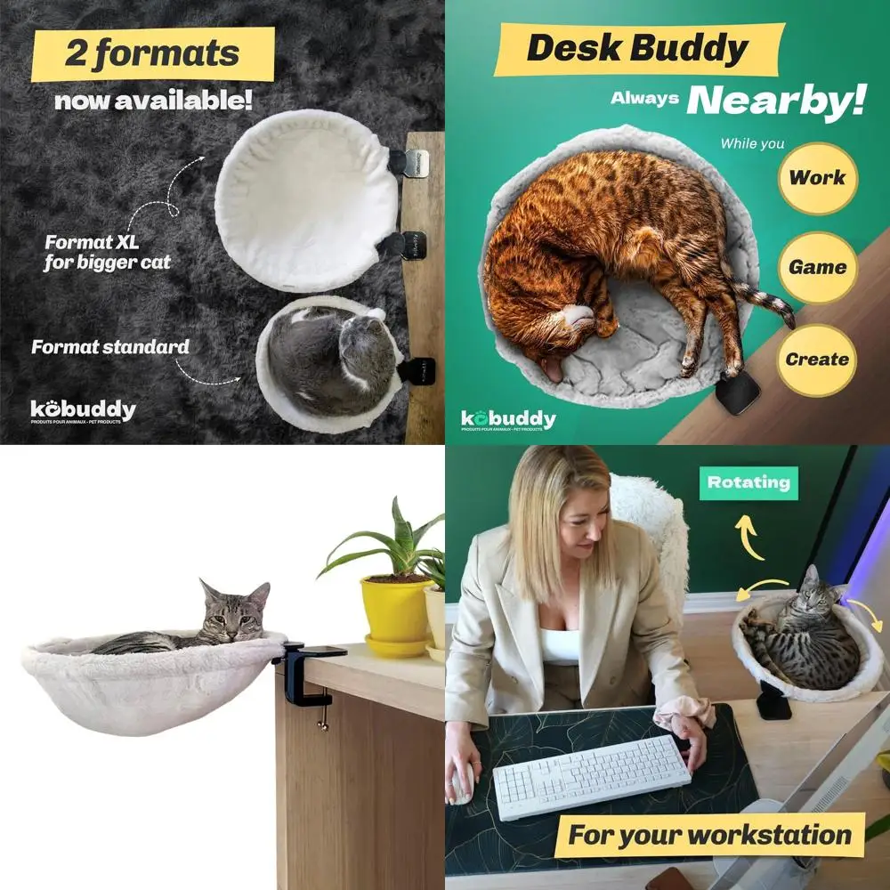 

Ergonomic Desk Cat Bed for Remote Work, Gaming, and Office - Durable, Comfortable, Supports 50 lbs.