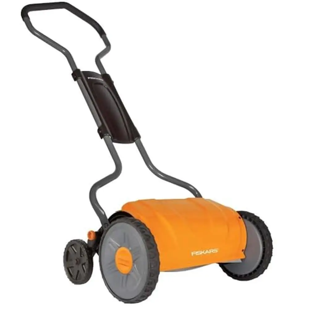 Self-Propelled Gardening Essential Reel Mower 17 Inch StaySharp Cutting System InertiaDrive Technology Alloy Steel Orange