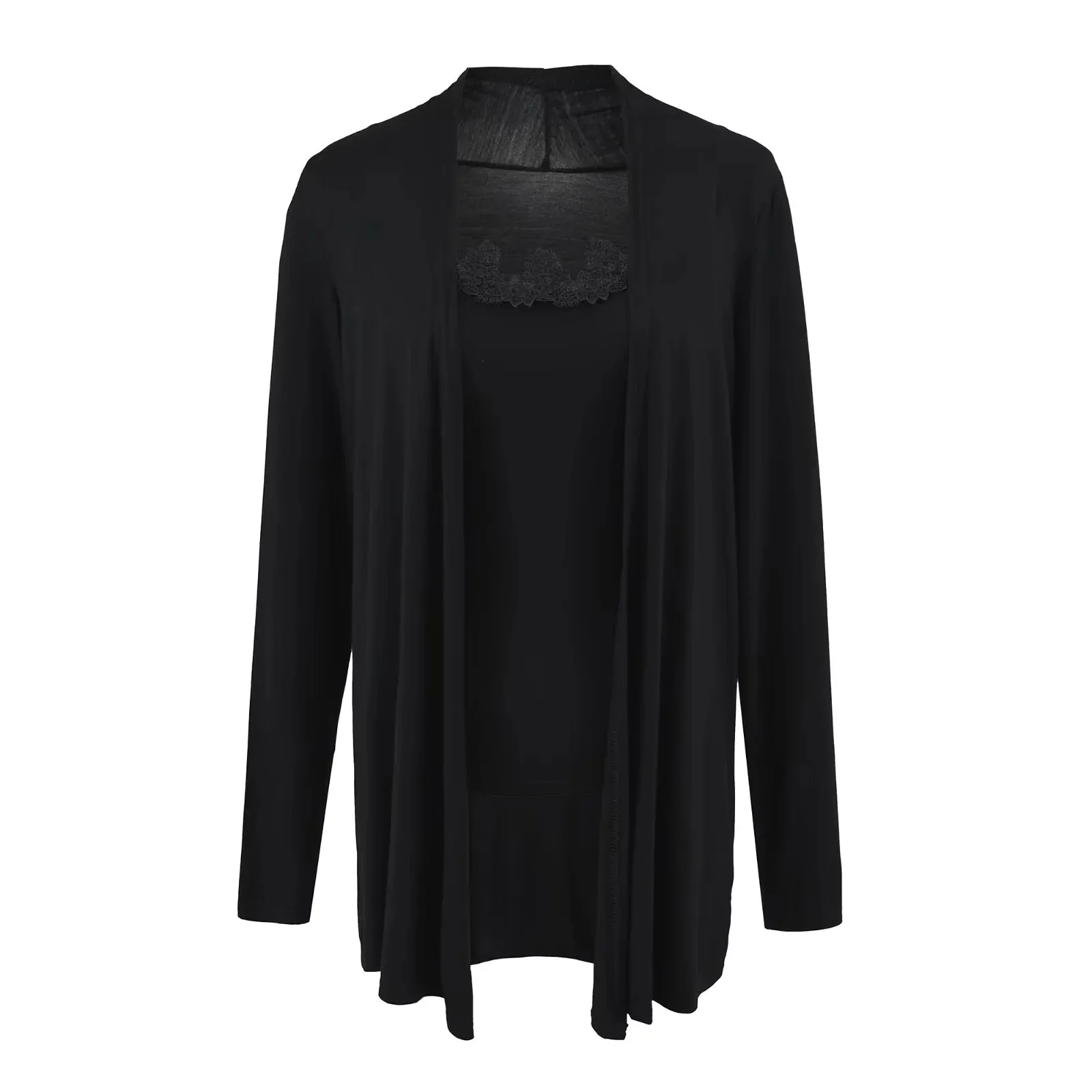 Novo coreano mangá moda figura camisola sexy conjuntos de duas peças topo para as mulheres outono novo colete de renda manga longa cardigan jaqueta ek3f