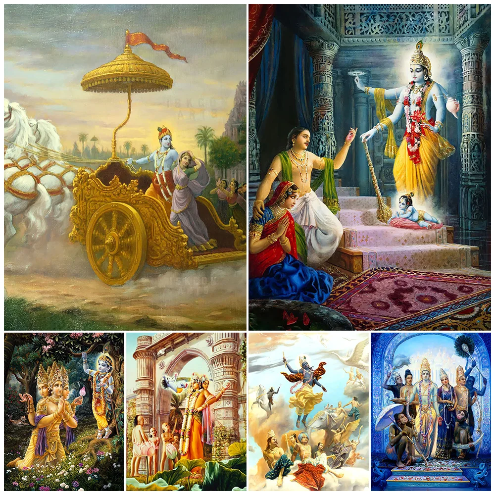 Religion Brahma Vishnu Shiva Parvati Lakshmi Saraswati Wall Pictures For Living Room Poster Wall Art Canvas Painting Unframed