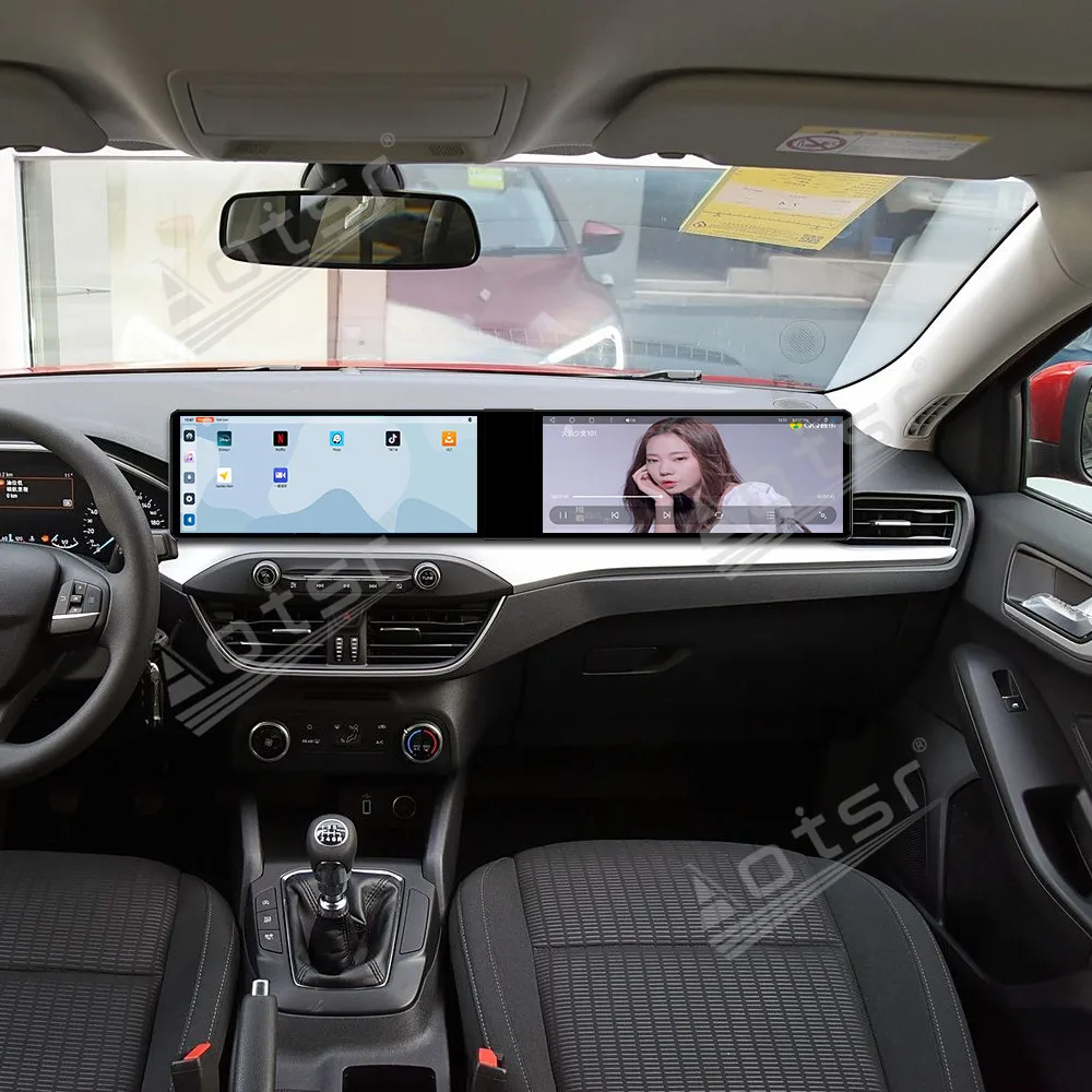 

Двойной экран 12,3-дюймовый CarPlay GPS-навигатор для Ford Focus 2019-2022 Qualcomm HD сенсорный экран мультимедийный стерео головное устройство авто
