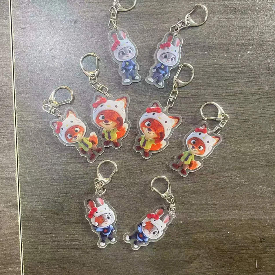 

Cute Zootopiaed Movie Creative Keychain Cute Cartoon Anime Acrylic Ornaments Fashion Handbags Decoration Couples Friends Gifts