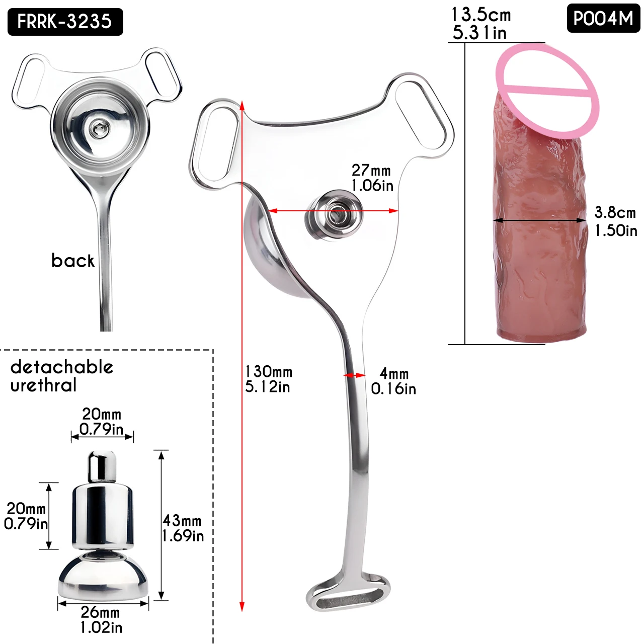 FRRK-235 Sissies Strapon plat MTF Cage de chasteté dispositif avec Silicone réaliste gode serrure vaginale pénis pince coq Cage Sex Toy