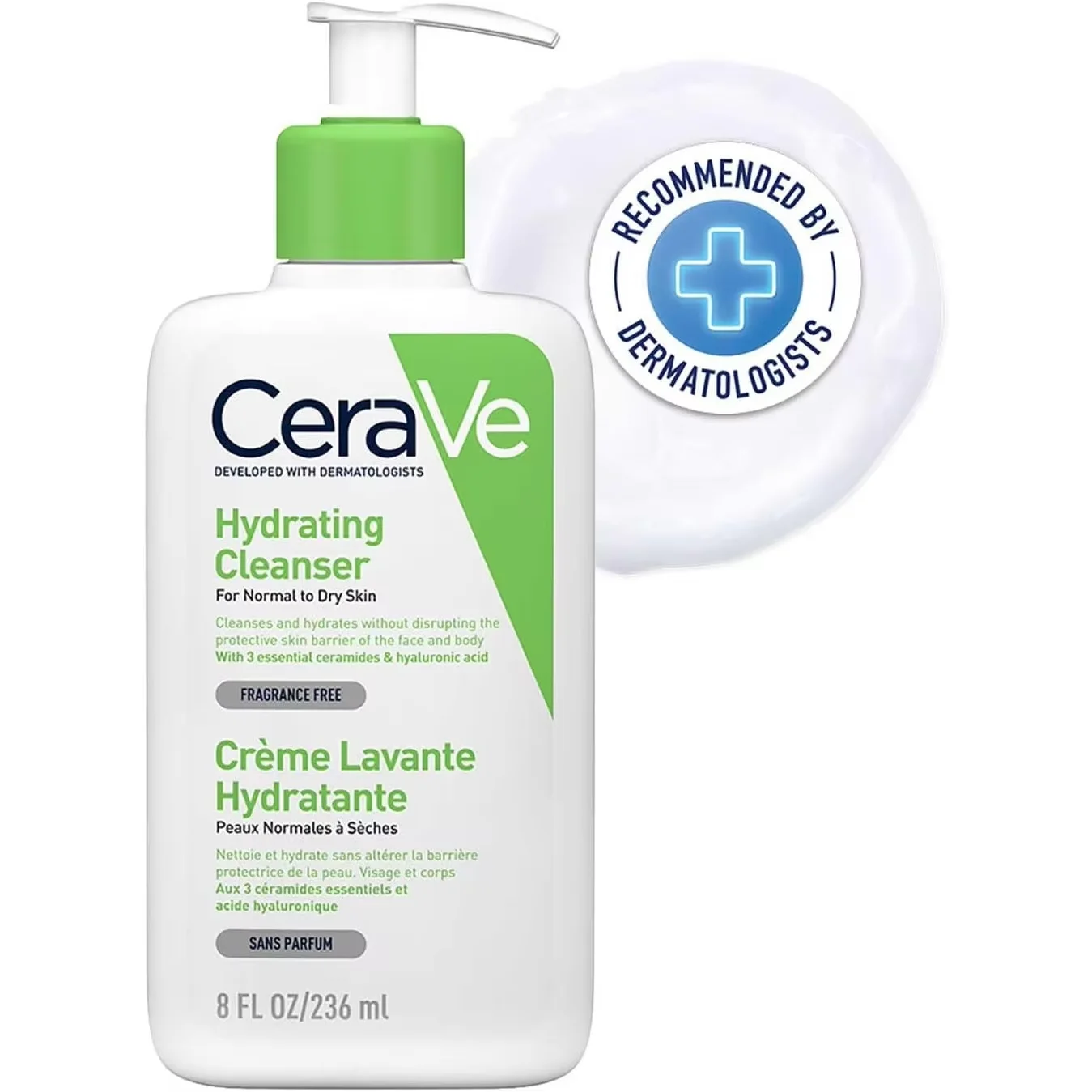 CeraVe Hydrating Cleanser 236ml Multi‑use Gentle Wash for Normal‑Dry Face & Body, Fragrance‑Free
