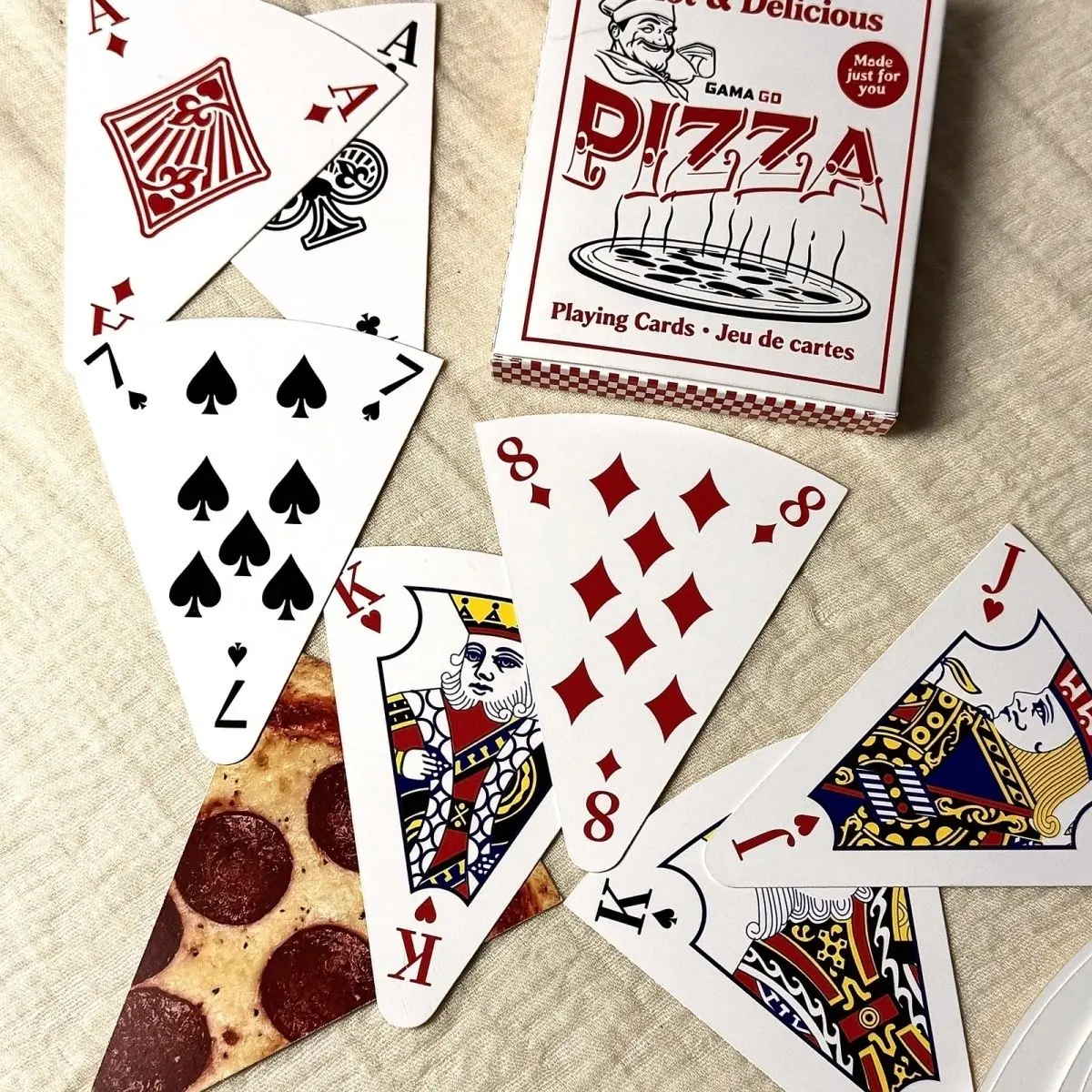 Novelty Triangular Card Deck with Pizza Design, Fun Party Game Cards 54 Pcs Pizza Slice Playing Cards for Family Game Night