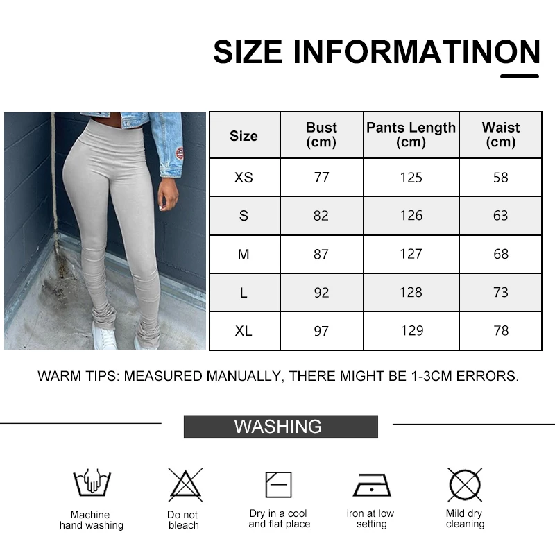 Tight Fitting High Waisted Jogging 2023 Women Y2K Pencil Pants New Solid Color Ruched Stacked Sweatpants Fashionable Casual