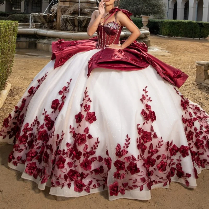 Бежевое блестящее платье Quinceanera с открытыми плечами