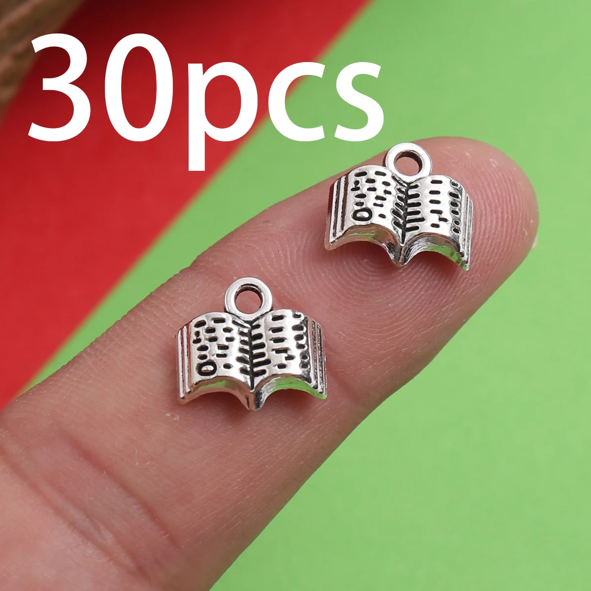 30-Piece Set of 3D Flip-Up Book Charms, Available in Two Colors, with Embossed Book Page Text and Book Shapes, Suitable for DIY Bracelets, Necklaces, and Earrings, Artistic Reading-Themed Handmade Beaded Decoration Accessories