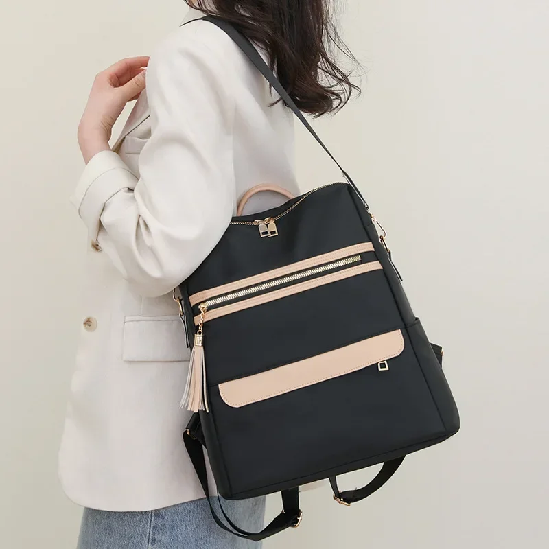 Einfache Schwarz Große Kapazität Rucksäcke Frauen Reisetasche Solide Harajuku Student Schul Oxford Rucksack Unisex Taschen