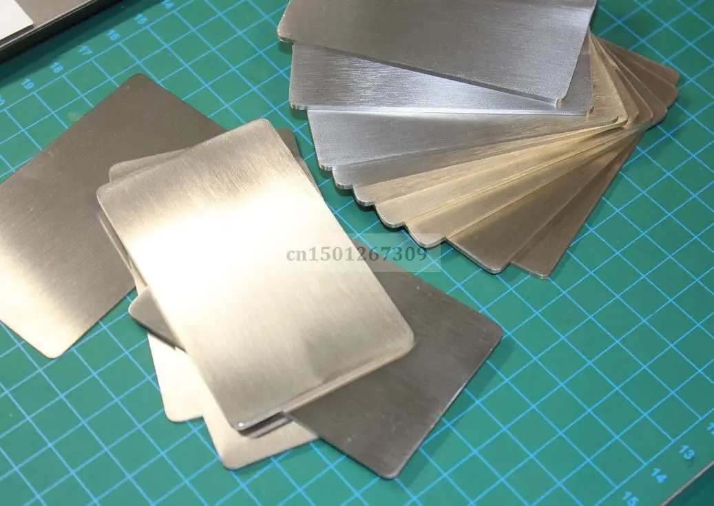 Stainless Steel Business Cards Size 85*53mm Matte Finish Blank Metal Plates Assorted Thickness