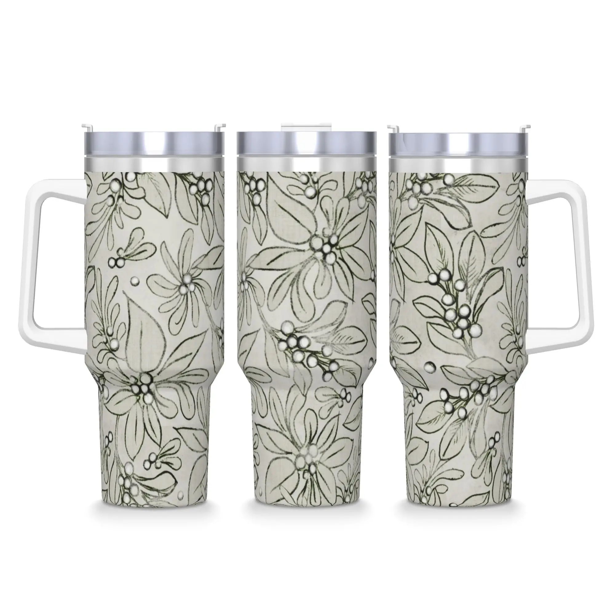 Stainless Steel Tumbler Rural flowers Thermal Cups  Leakproof Cold and Hot Car Mugs Travelist Printed Water Bottle