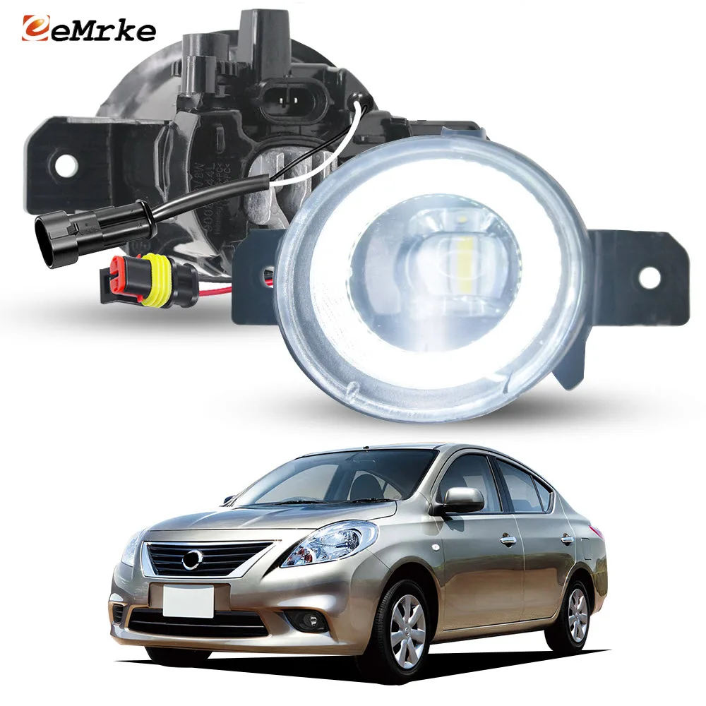 

Led Fog Light 30W for Nissan Sunny Versa Sedan Latio N17 2012 2013 2014 Car PTF with Clear Lens Daylight Angel Eye DRL Ring