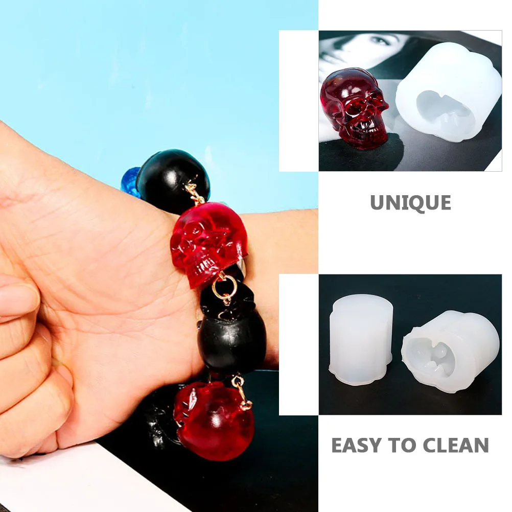 

6 Pcs Skull Silicone Mold Epoxy Molds Manual Craft Mould Bead DIY Crystal Bracelet Beads Home Material