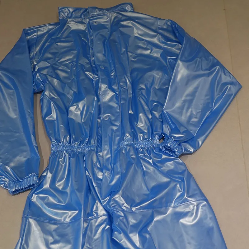 Traje de lluvia de una pieza de PVC impermeable, ligero, a prueba de viento, para deportes al aire libre, montar, actividades de vela, mono de plástico suave completo