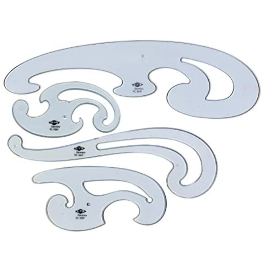 

French Curve Ruler Set of 8 Model FC88 Drafting Drawing Measuring Tool Multipurpose for Design Drafting or Sewing 5.25" 6.5" 8"