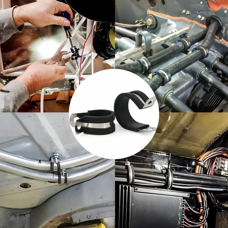 48 pcs M8 Tube Fastening Clips, HVAC Pipe Installation, Vibration Dampening, Rust Resistant Anti-Corrosion