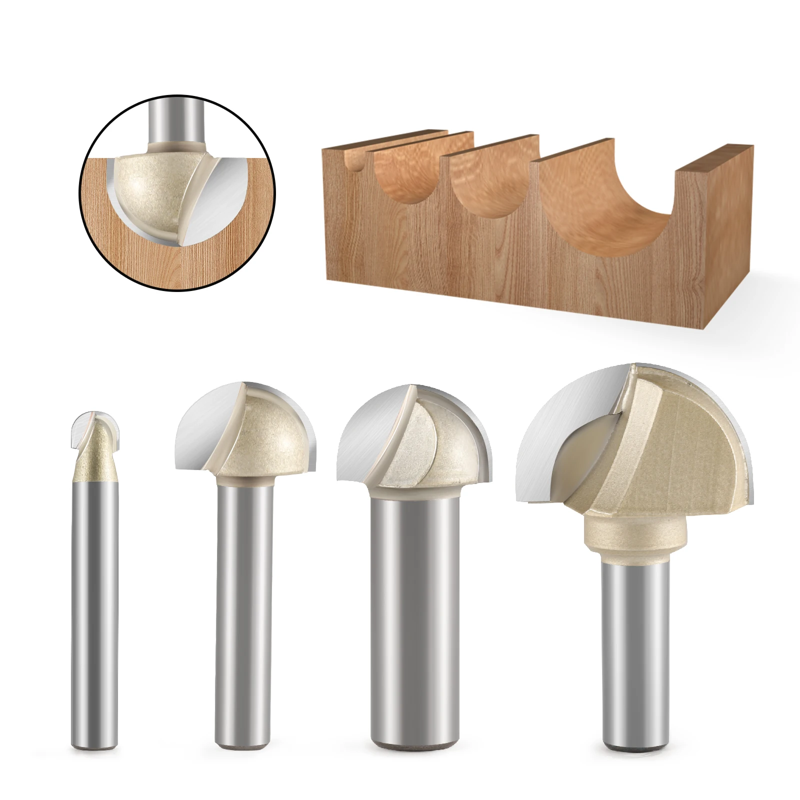 TIDEWAY Core Box Round Cove Nose Bit 1/2 1/4 Carbide CNC Woodworking Groove Tools Router Bits for Wood Round Corner Router Bit