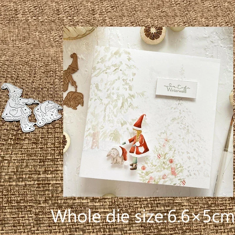 

New Design Craft Metal stencil mold Cutting Dies christmas girl with dog scrapbook die cuts Album Paper Card Craft Embossing