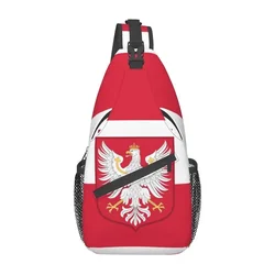 Casual Kingdom Of Poland Flag Sling Bag for Travel Hiking Men Crossbody Chest Backpack Shoulder Daypack