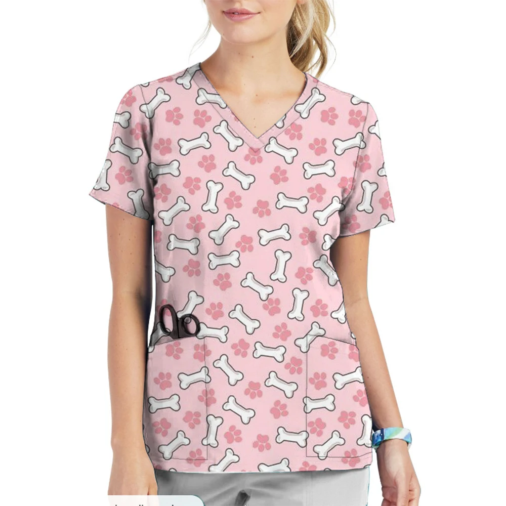 Medische Hulpmiddelen Grafisch Gezondheidszorg Uniform Verpleegkundige Kliniek Verpleegkundige Werkkleding Ziekenhuis T-Shirt Casual Korte Mouw Blouse Vrouwen Medisch