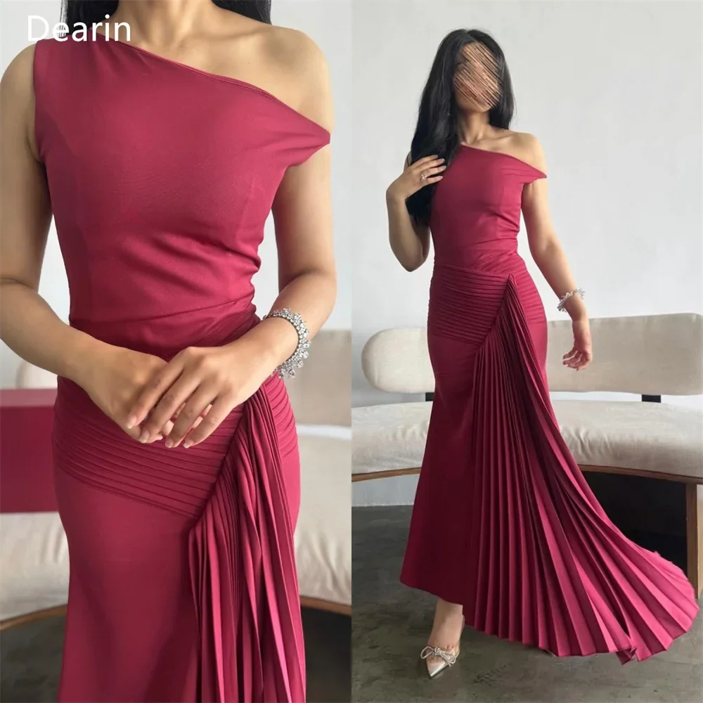 Customized Formal Gown Dearin One Shoulder Mermaid Floor Length Skirts Draped Bespoke Occasion Dresses Evening Prom Dress Saudi