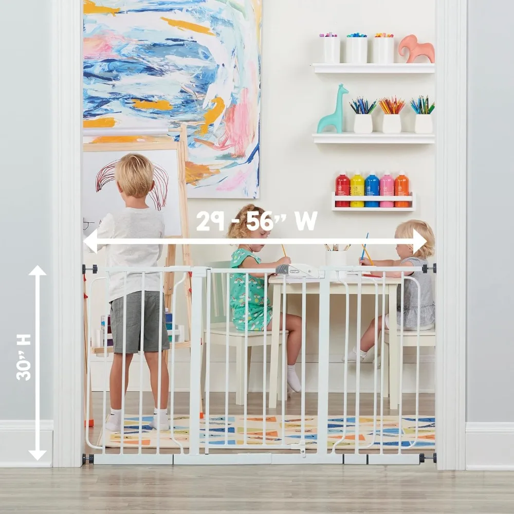 

56-Inch Extra WideSpan Walk Through Baby Gate, Includes 4-Inch, 8-Inch and 12-Inch Extension, Set - 4 Pack of Pressure Mounts