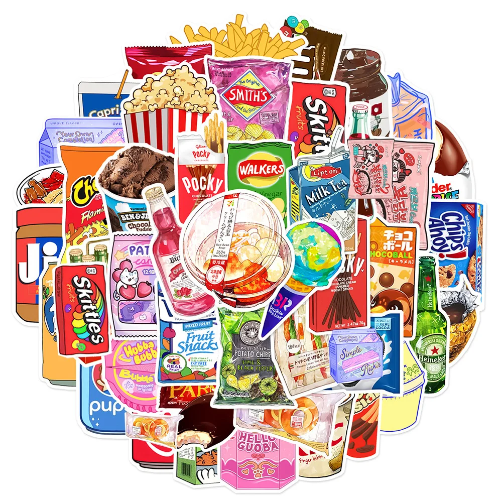 10/30/50/100 قطعة وجبة خفيفة التعبئة والتغليف مضحك الكرتون ملصقات مقاوم للماء الكتابة على الجدران لتقوم بها بنفسك جراب هاتف باد الثلاجة الأمتعة الشارات الديكور #2