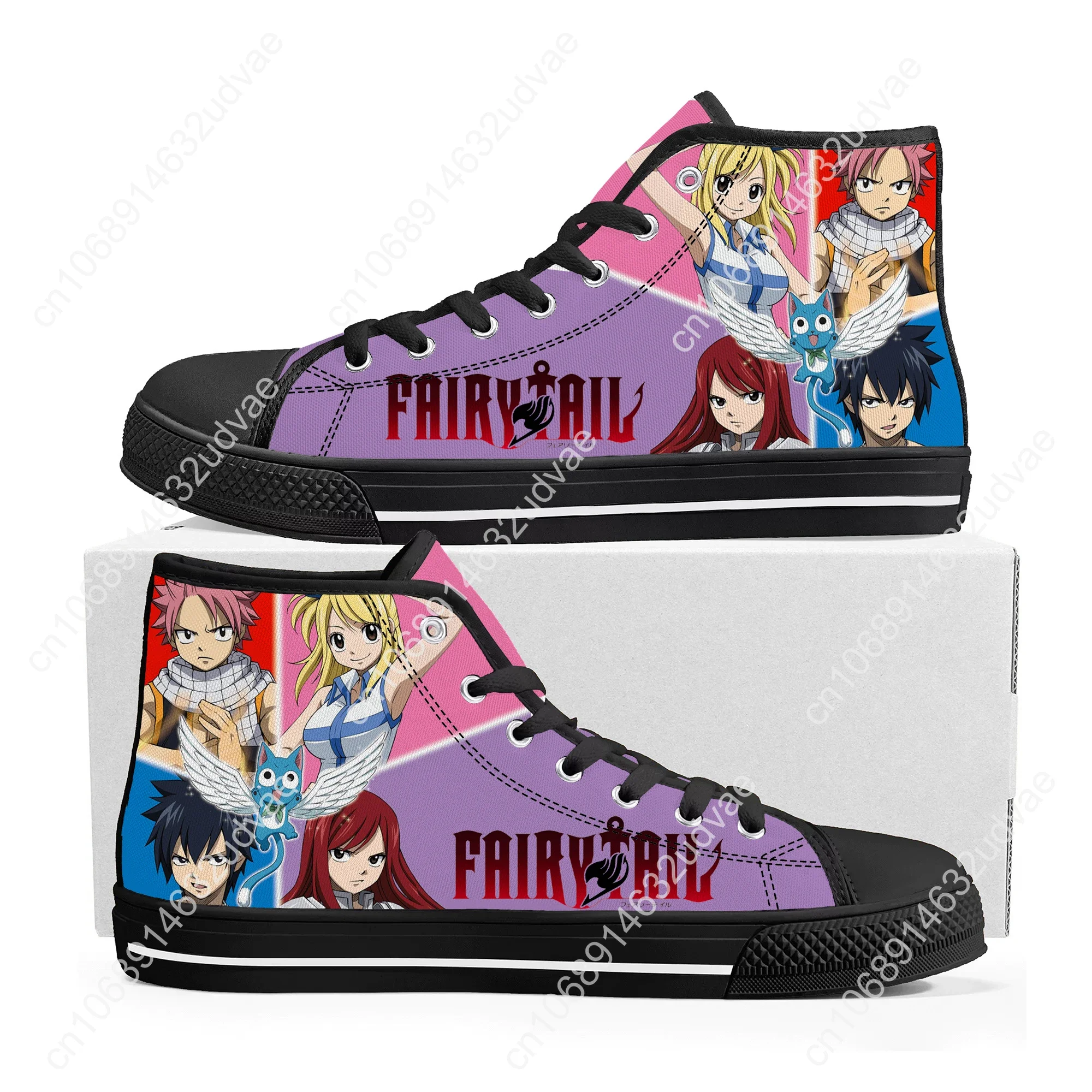 Anime Fairy Tail Natsu Dragneel High Top Quality Sneakers Mens Womens Teenager Canvas Sneaker Casual Couple Shoes Custom Shoe