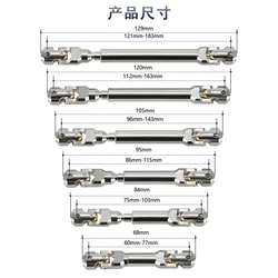 Simulated Crawler Universal Spline Drive Shaft Tractor Trailer TRX4 90046 wraith Multi-Size60-77mm 75-103mm 86-115mm 96-143mm