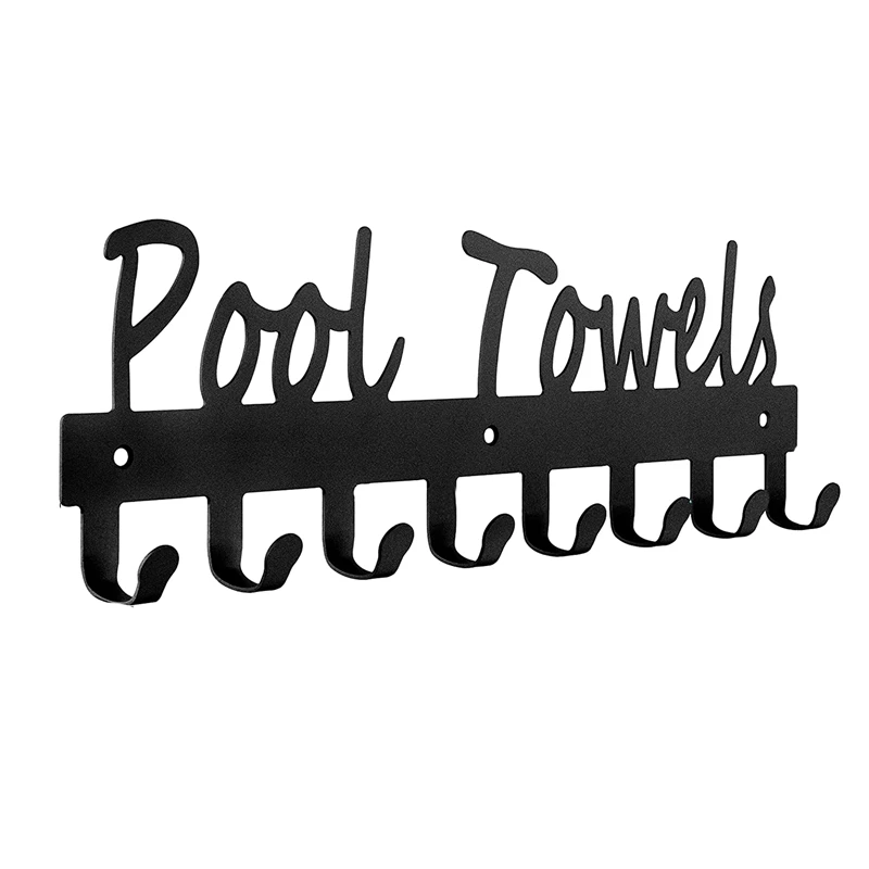 Pool Towel Hooks For Bathroom Wall Mount Towel Rack Towel Holder Carbon Steel Hanger Organizer Indoor Outdoor For Towel