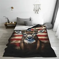 American deer blanket for children and adults, soft, warm,lightweight and comfortable animal,American flag sofa,flannel blanket