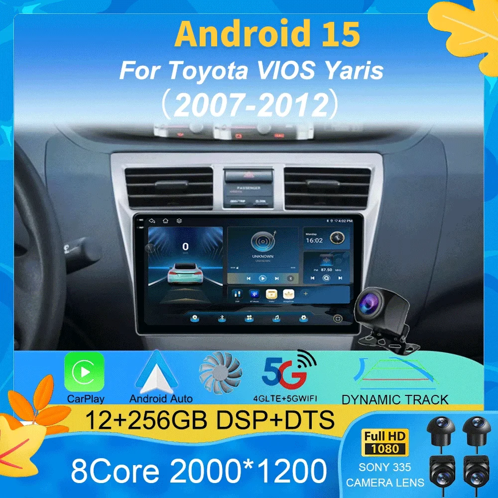 

Android 15 For Toyota VIOS Yaris 2007 2008 2009 2010 - 2012 Car Radio GPS Carplay Multimedia Player Navigation Stereo Auto Audio