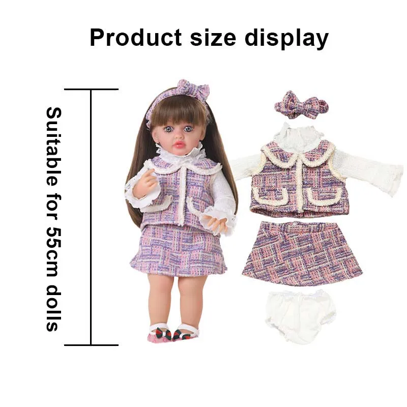 Doll Clothes for 55cm 21.65inch Reborn Doll Clothes Accessories Elegant Fashion Dress Set Reborn Baby Dolls Clothing Accessories