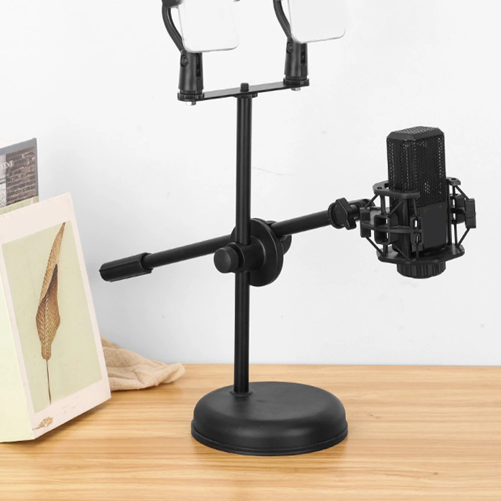 

2Pcs Mic Stand Accessories Adjustable Phone Holder Adapter for Tripod Pole Bracket Arm Clamp Podcast Recording Setup
